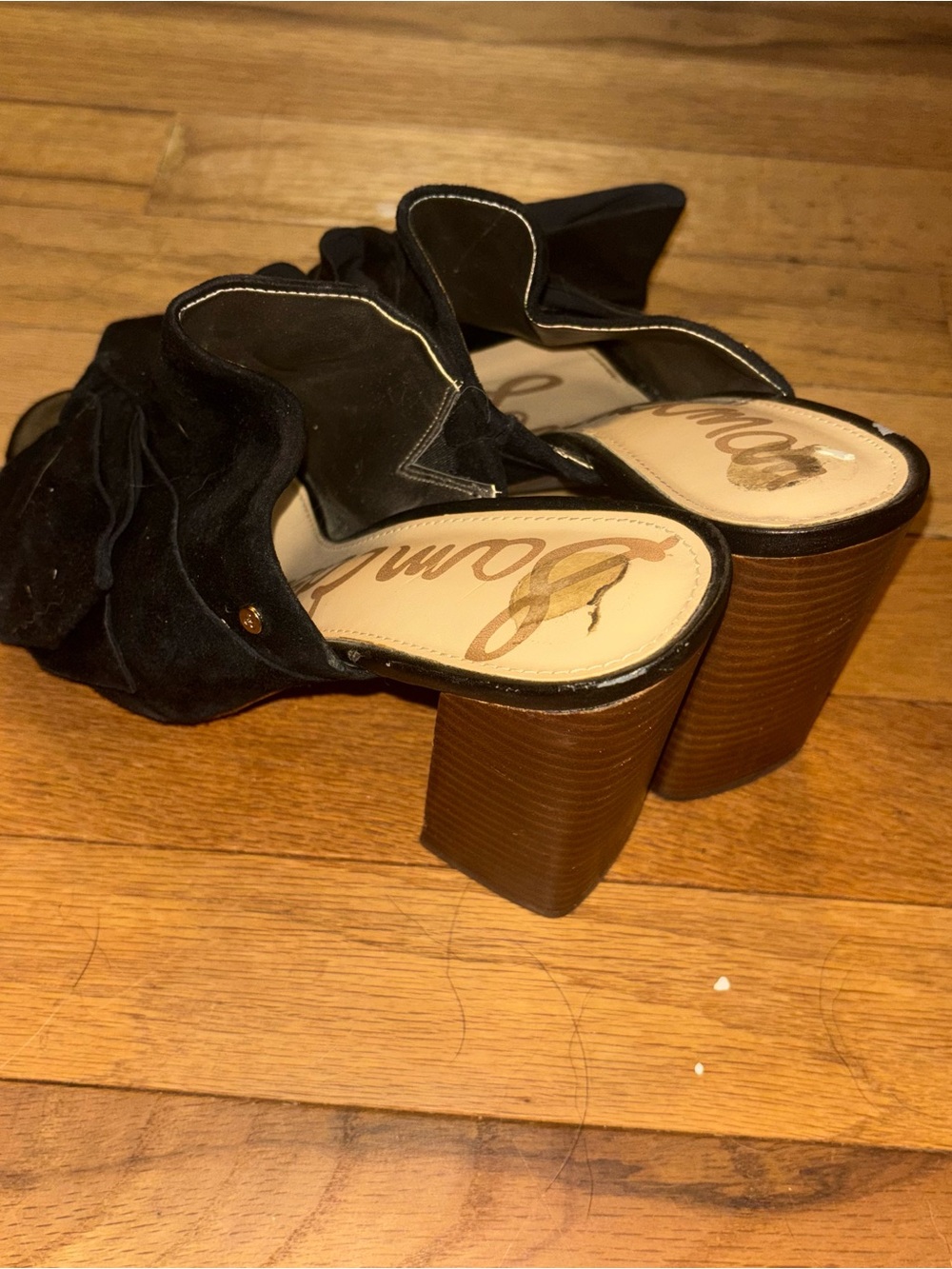 Sam Edelman Black Bow Suede Slide Mules - Picture 2 of 3